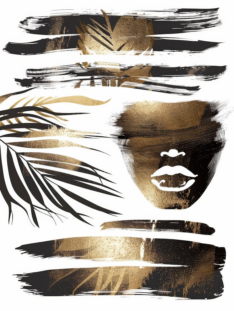 Gold And Black Brush Strokes