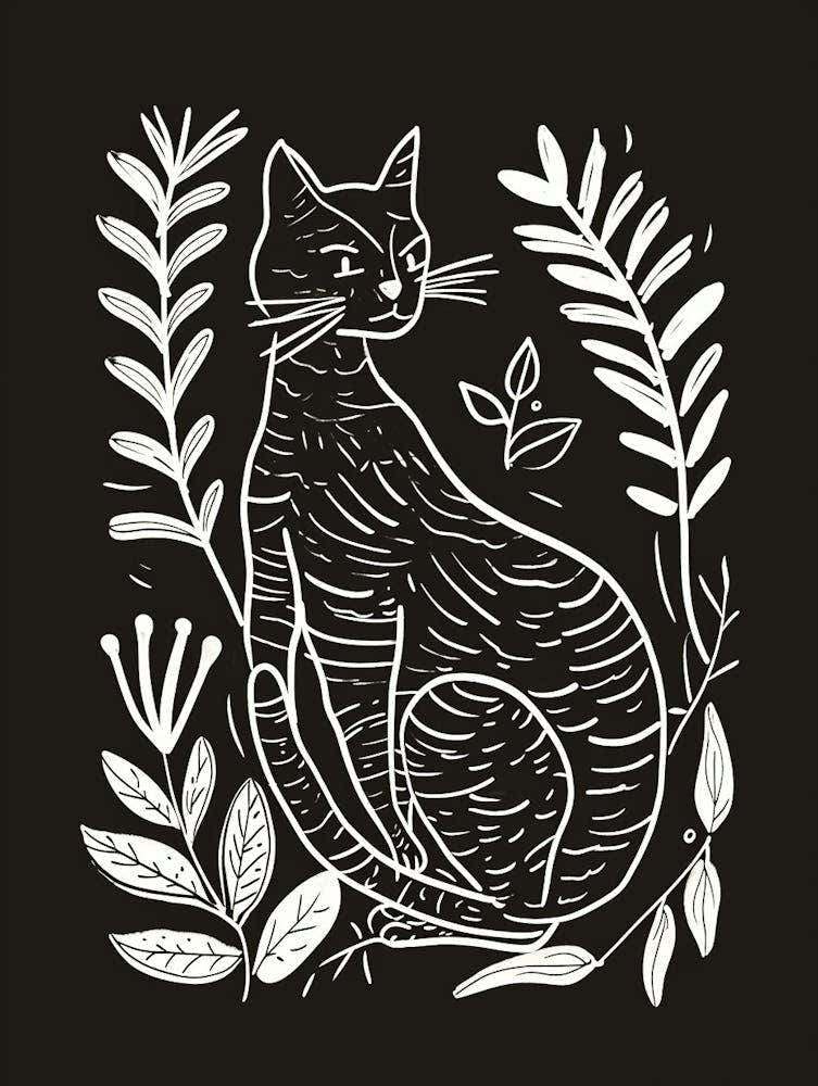 Toyger Cat Minimalist Illustration 1