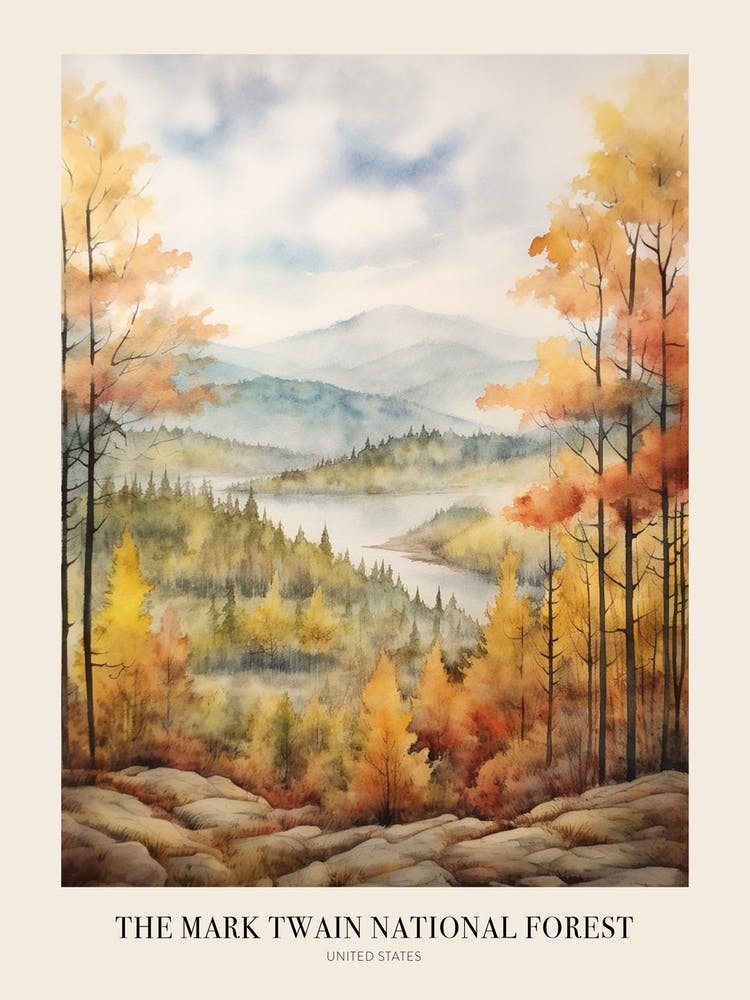 Autumn Forest Landscape The Mark Twain National Forest Poster