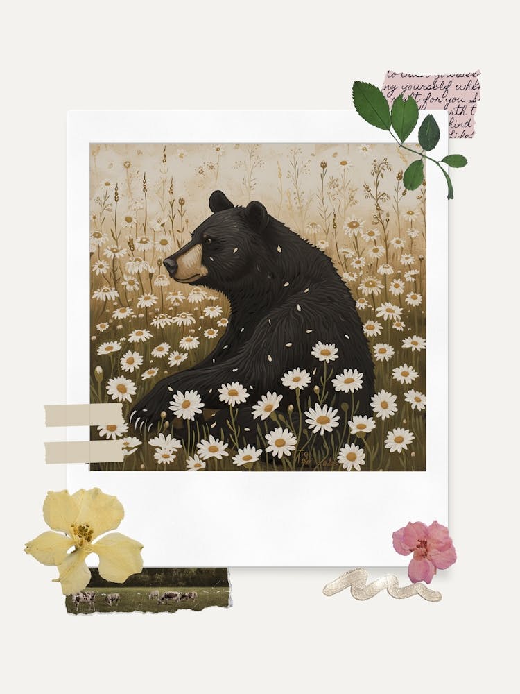 Scrapbook Black Bear Fairycore Painting 4