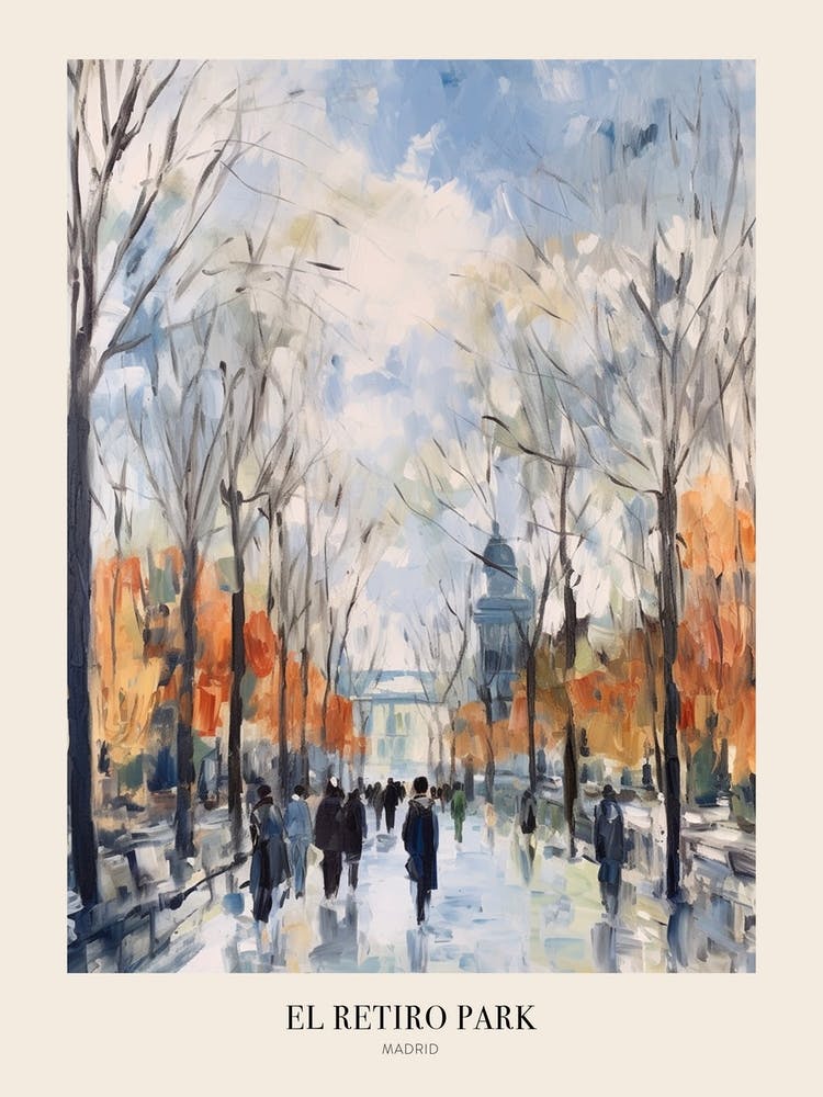 Winter City Park Poster El Retiro Park Madrid Spain 2