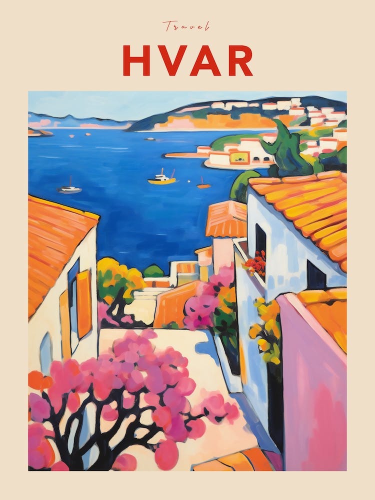 Hvar Croatia 2 Fauvist Travel Poster