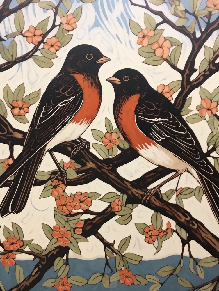 Jugendstil-Vögel-Poster Schwalbe 2