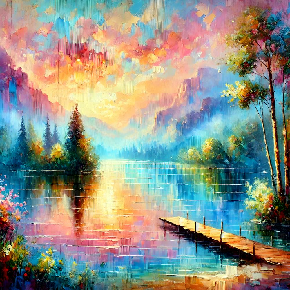 Coastal Village Serenity Impressionist Painting