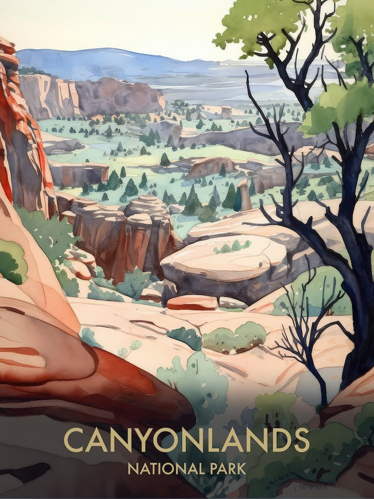 Canyonlands National Park Watercolour Vintage Travel Poster 3