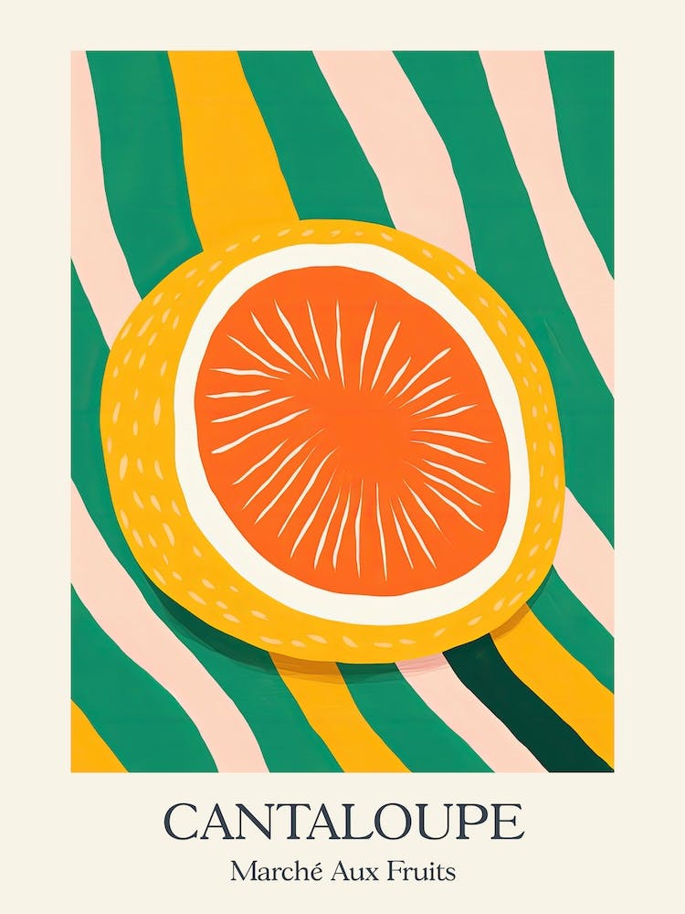 Marche Aux Fruits Cantaloupe Fruit Summer Illustration 1