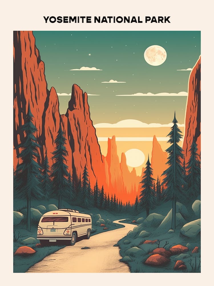 Yosemite National Park Midcentury Travel Poster