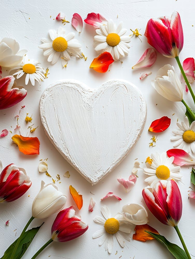 Heart With Flowers On White Background