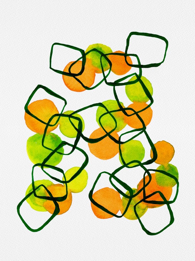Shapes Chain Squares Orange Green Abstract3