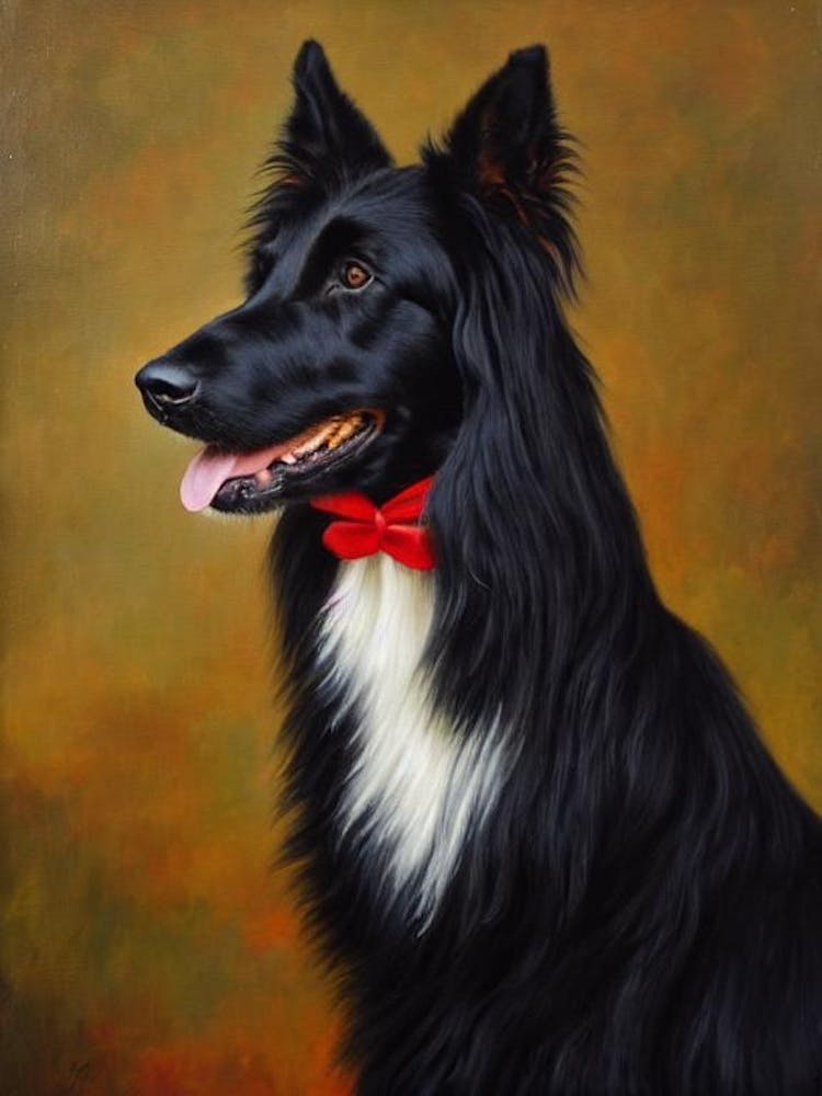 Belgian Sheepdog Renaissance Portrait Oil Painting