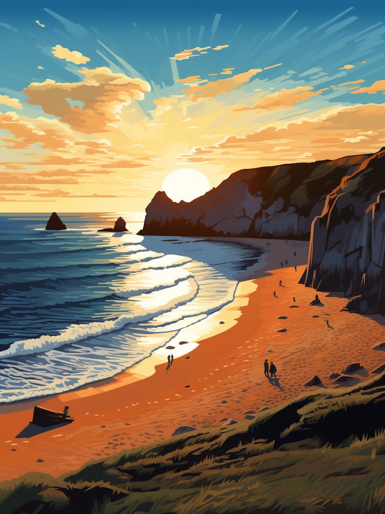 A Vibrant Painting Of Durdle Door Beach Dorset 2