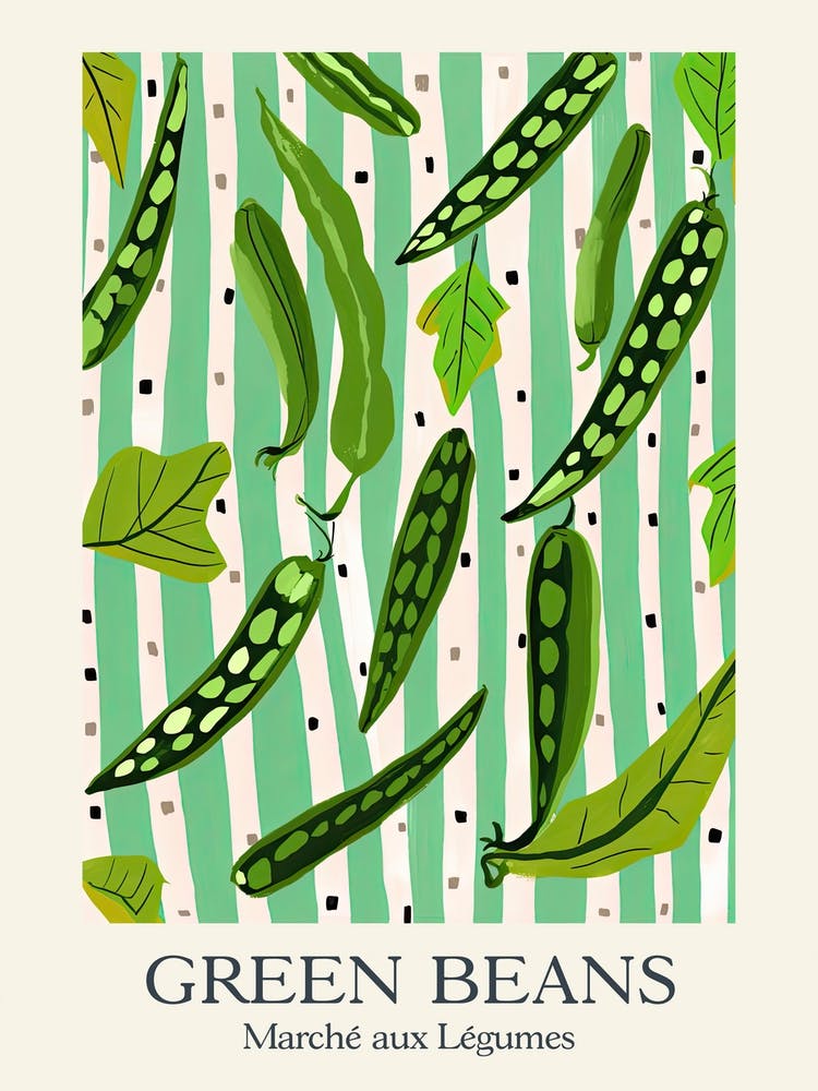 Marche Aux Legumes Green Beans Summer Illustration 1
