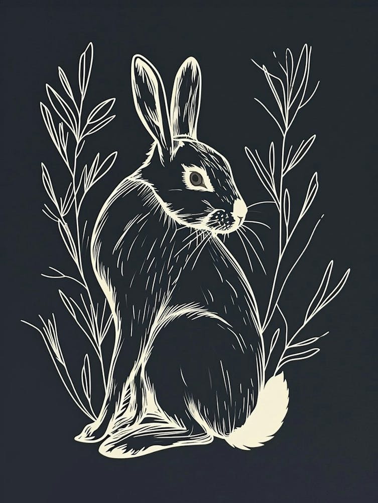 American Sable Rabbit Minimalist Illustration 4