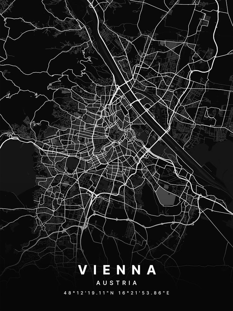Vienna Austria Black Map