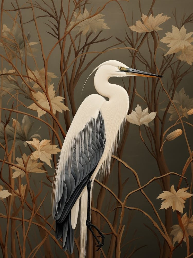 Dark And Moody Botanical Egret 1