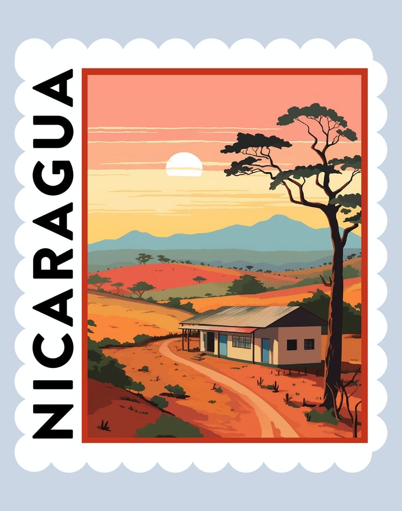 Nicaragua Travel Stamp Poster