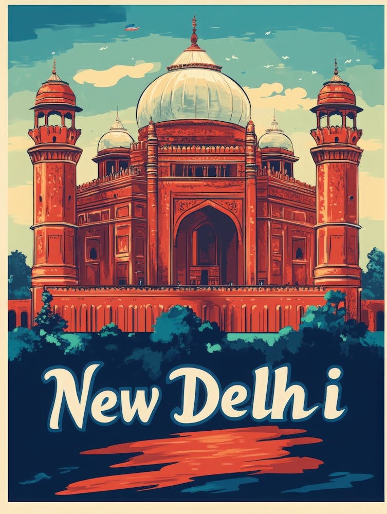 Aihrgdesign A Retro Travel Poster For New Delhi