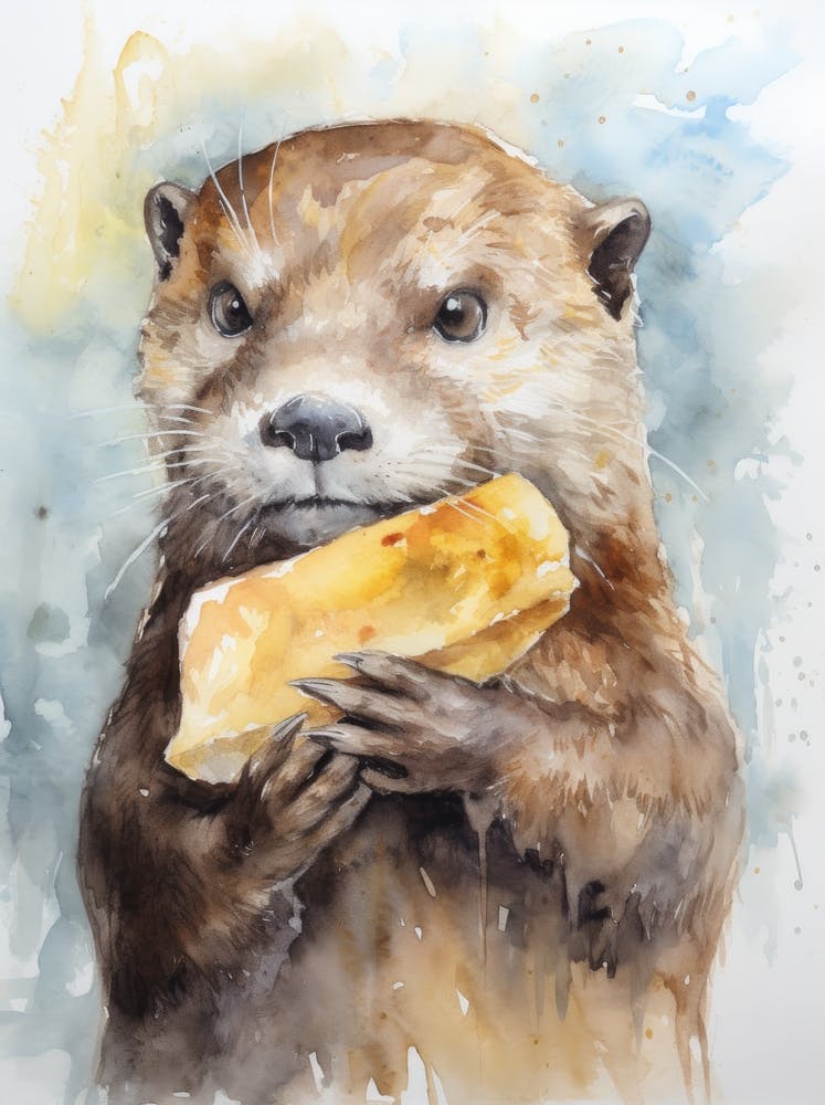 Otter Eating Bread
