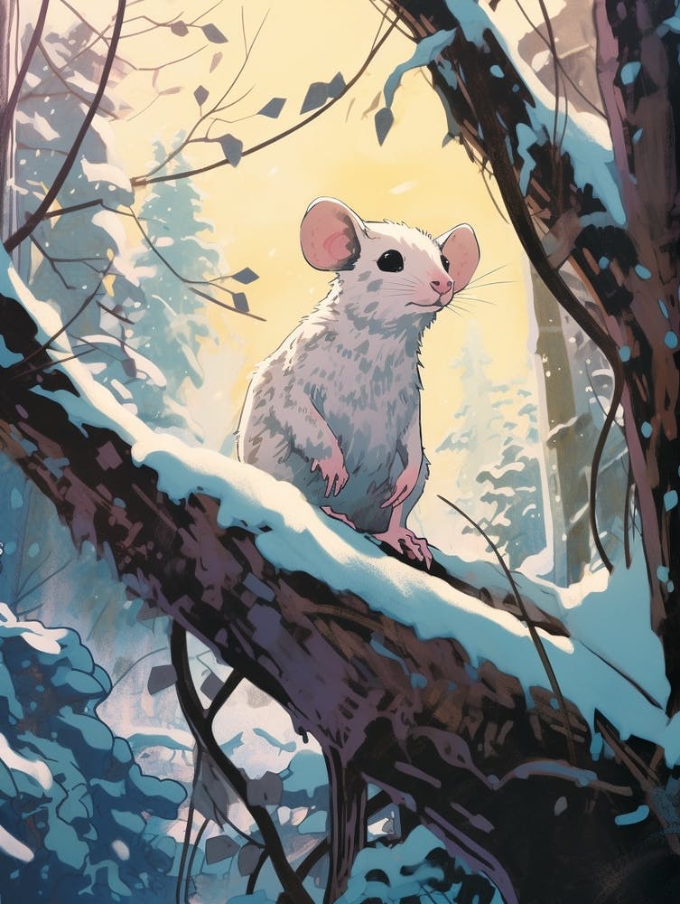 Winter Opossum 1 Illustration