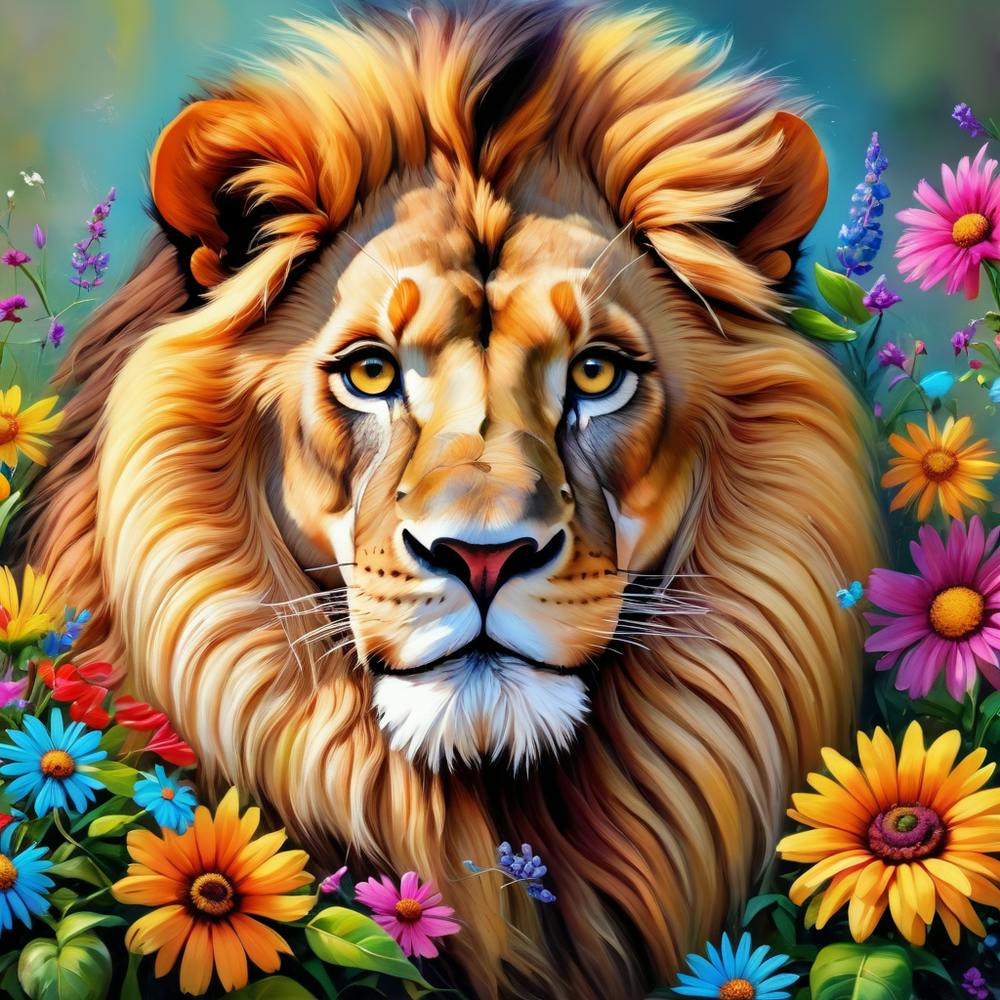 Blooms And Beasts: The Elegance Of Lions In Flowered Realms