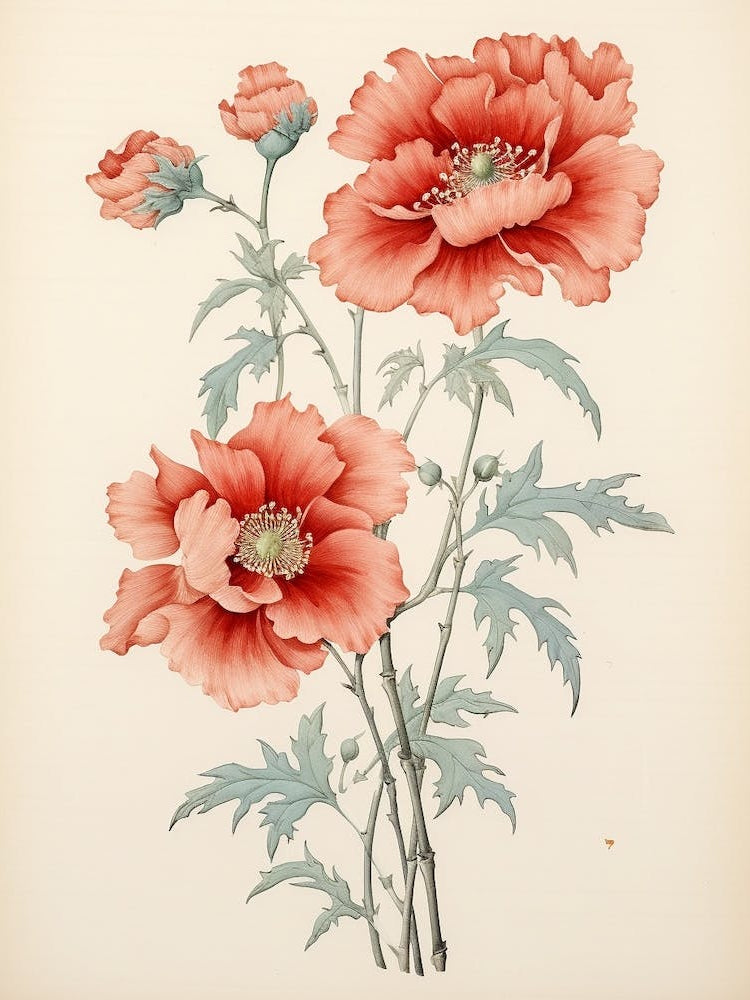 Botan Peony 1 Vintage Japanese Botanical