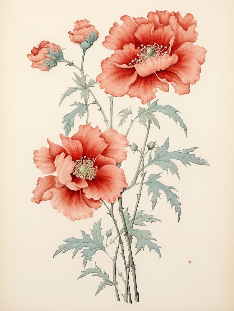 Botan Peony 1 Vintage Japanese Botanical