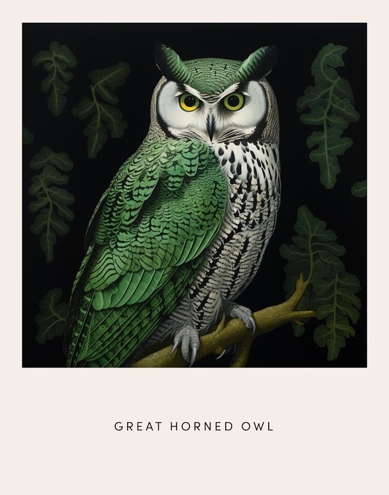 Ohara Koson Inspired Bird Painting Great Horned Owl 3 Poster