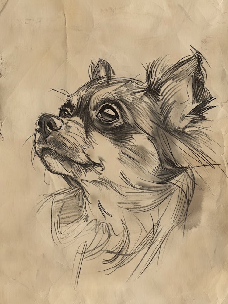 Tibetan Spaniel Dog Charcoal Line 4