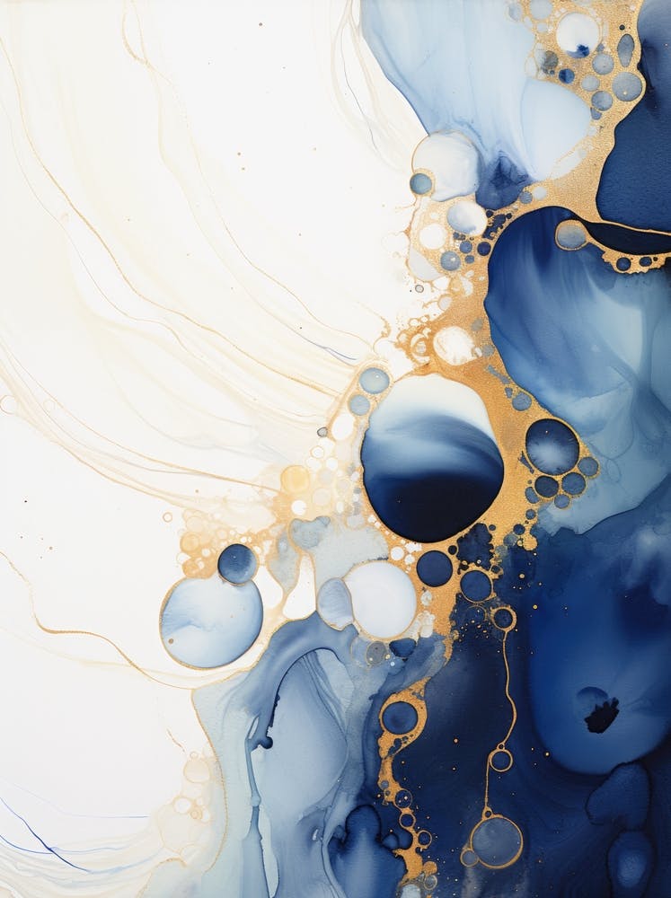 Blue And Gold Abstract Painting 2