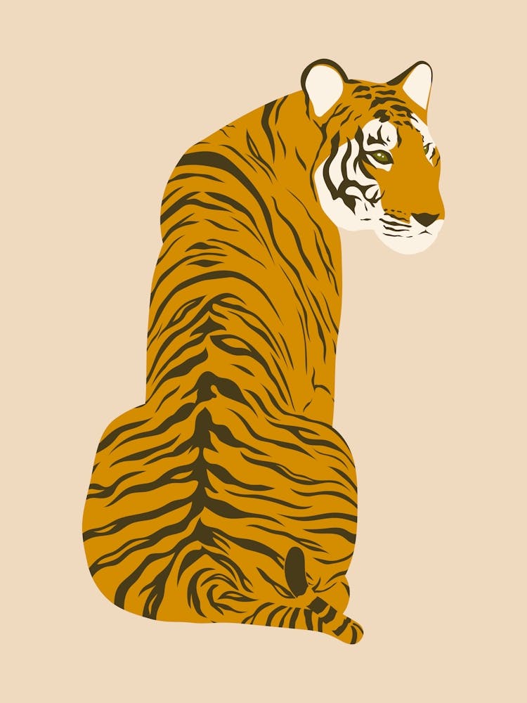 Sitting Tiger - Beige