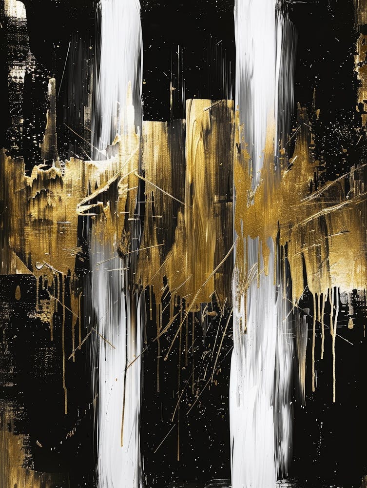 Gold And Black Abstract Painting 125