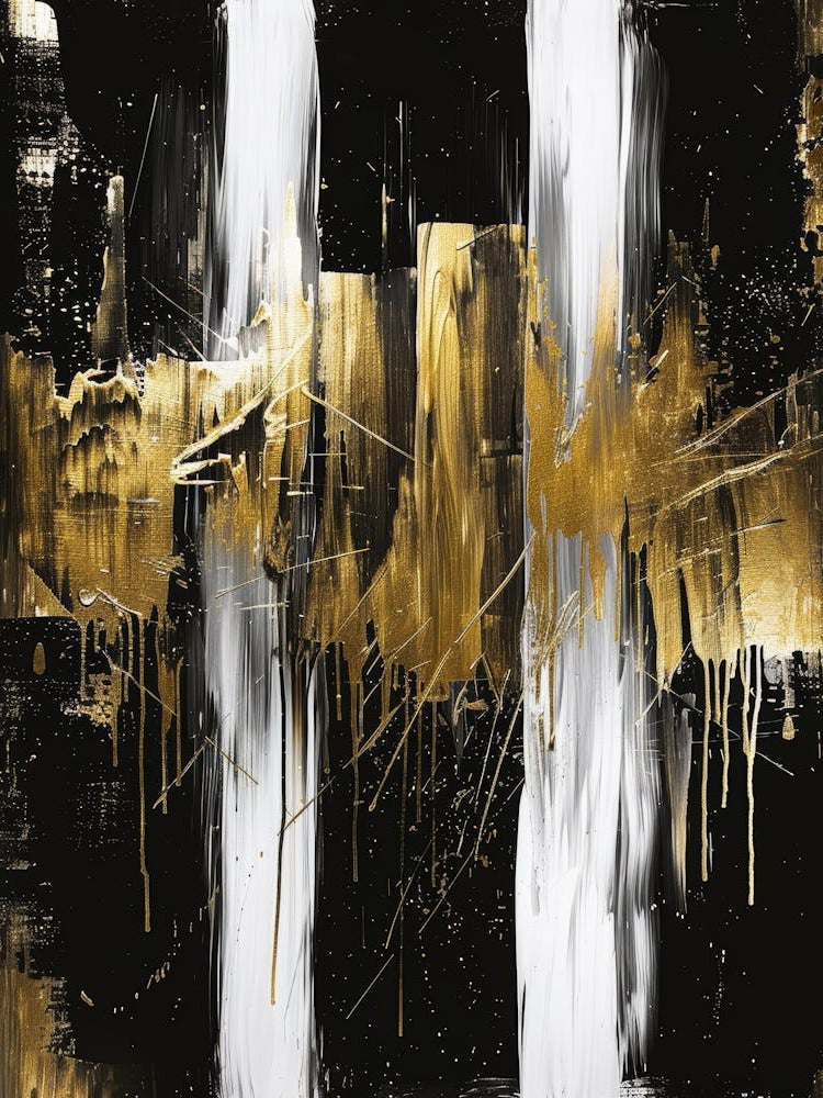 Gold And Black Abstract Painting 125