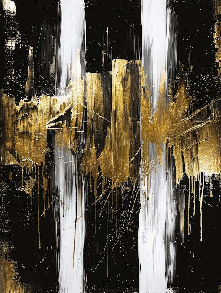 Gold And Black Abstract Painting 125