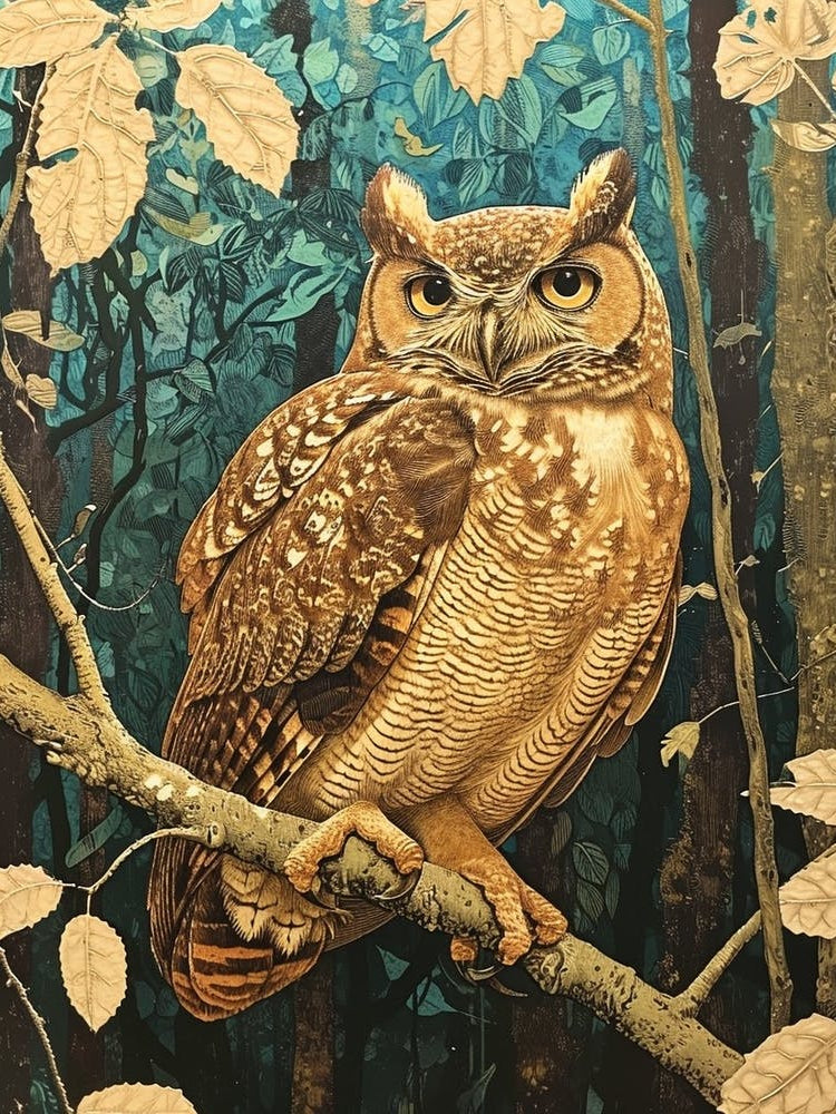 Burmese Fish Owl Relief Illustration 4