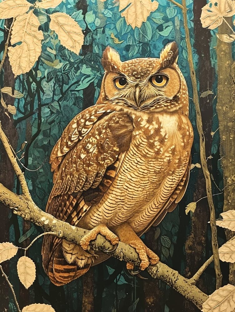 Burmese Fish Owl Relief Illustration 4