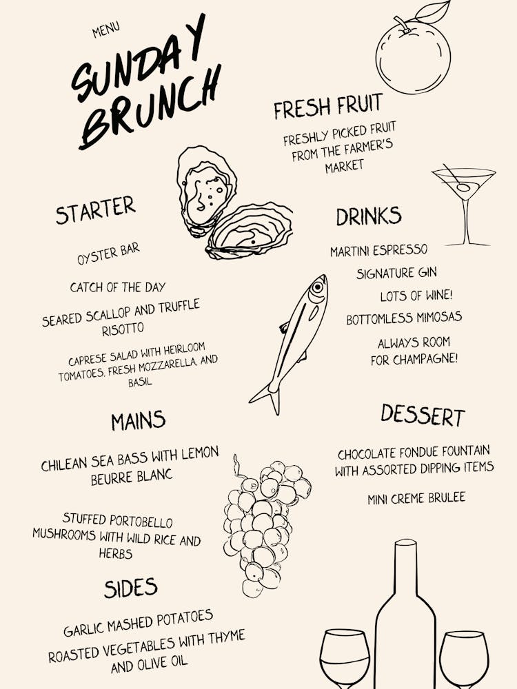 Menu Brunch du Dimanche