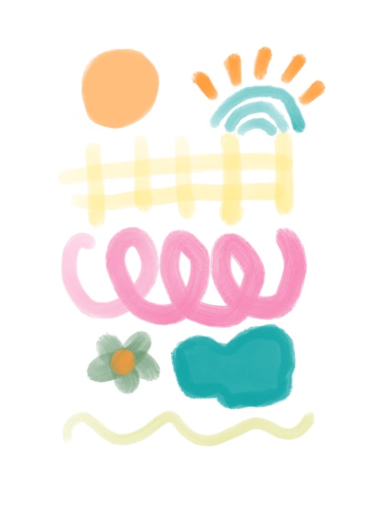 Pastel Colors Yellow Blue Pink Abstract Patterns Poster