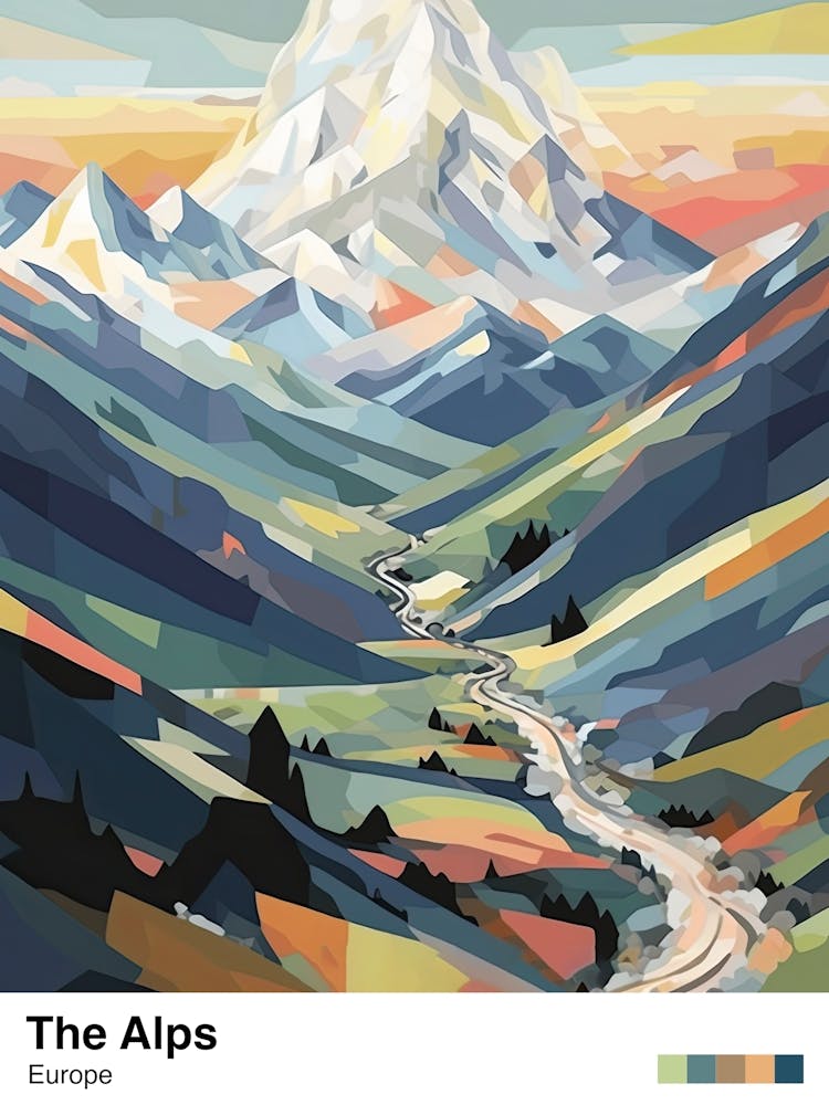 The Alps   Geometric Vector Illustration 3 Poster