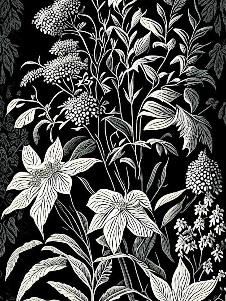 Bergminze Wildblume Linolschnitt 2