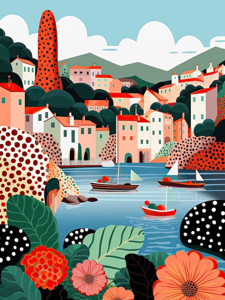 Portofino, Italy, Illustration In The Style Of Pop Art 2