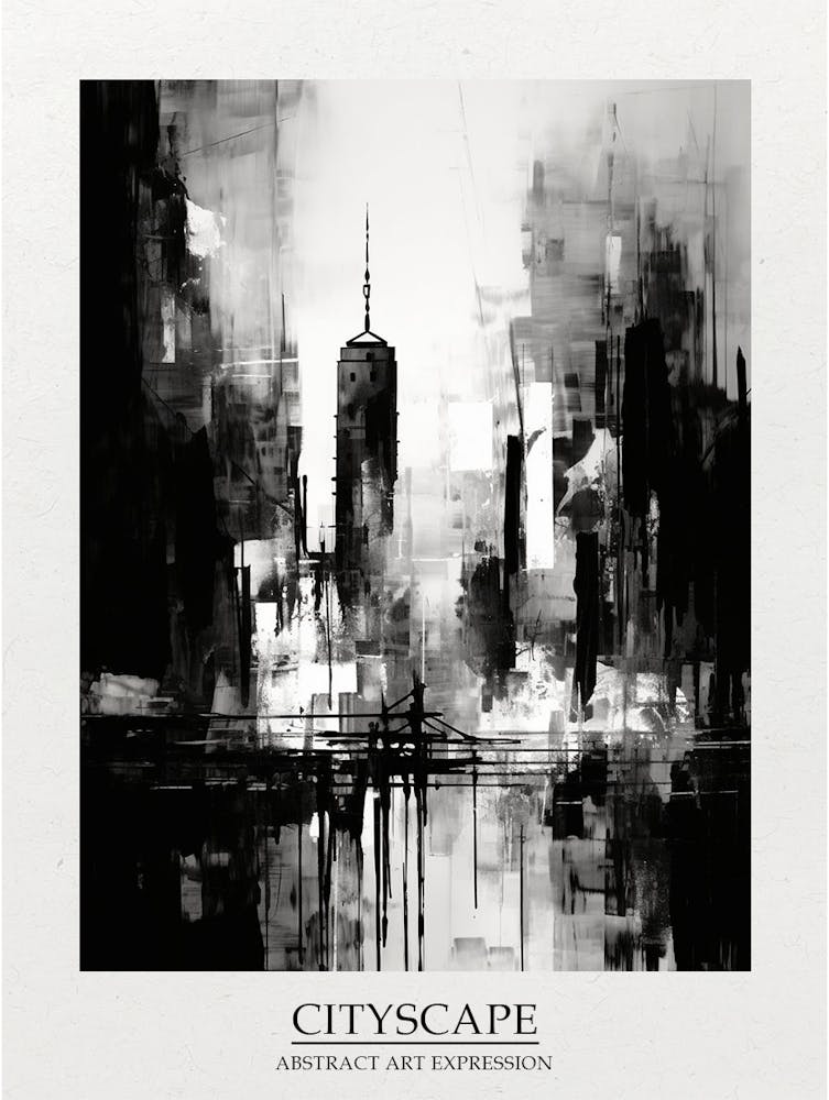 Cityscape Abstract Black And White 2 Poster