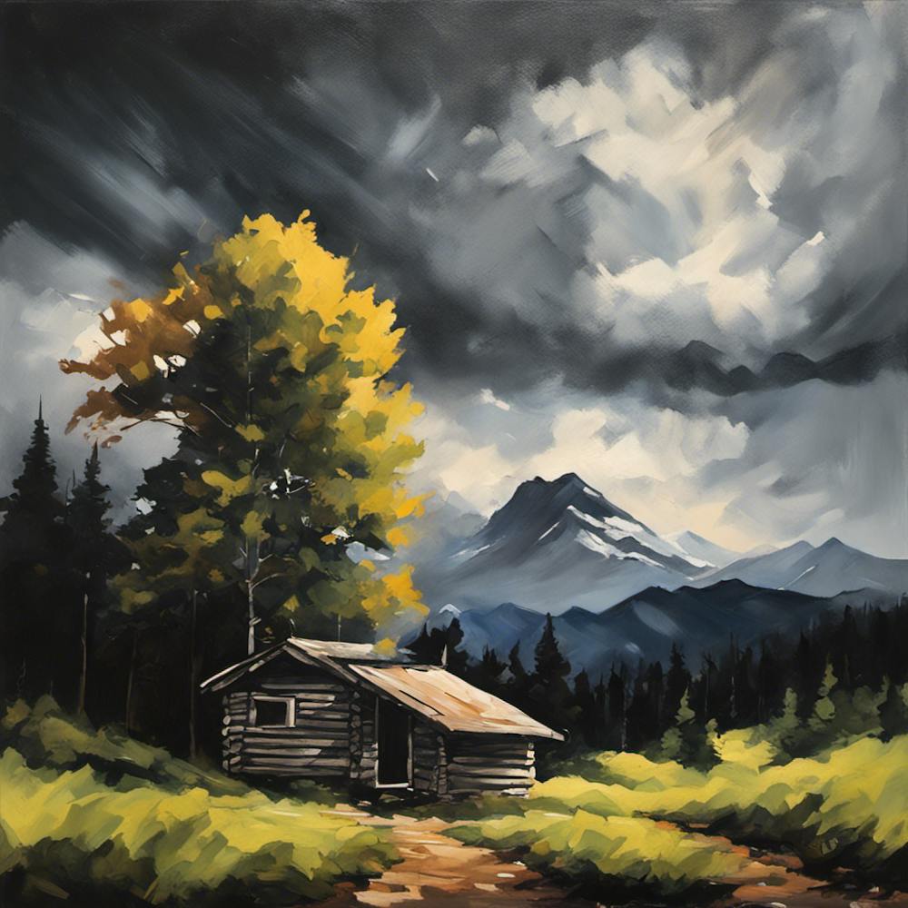 716197 Acrylic Painting Of A Mountain Landscape, With A S Xl 1024 V1 0