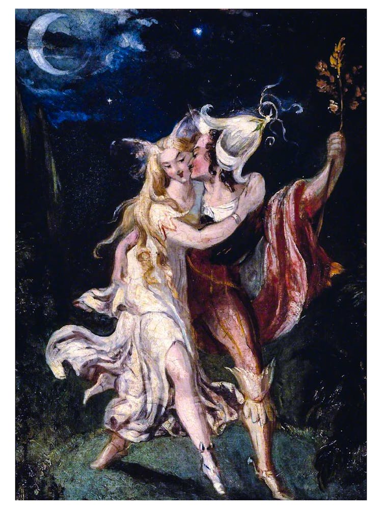 The Fairy Lovers Painting ~ Theodor Richard Edward von Holst (1810— 1844) Antique Valentines ~ Elven King and Queen 1