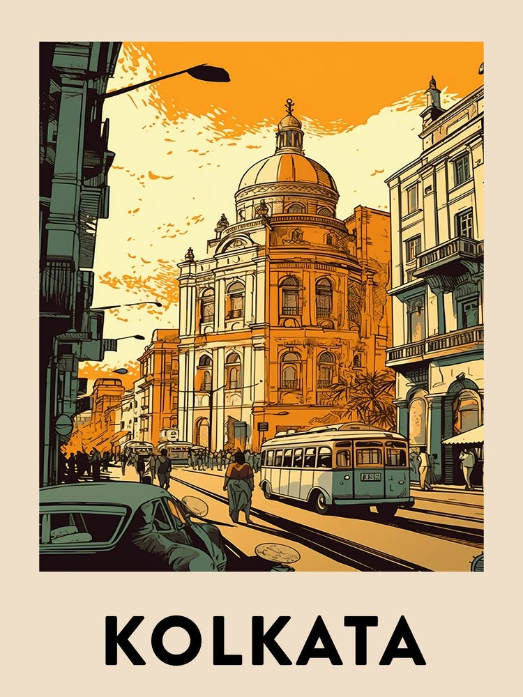Kolkata 4 Vintage Travel Poster