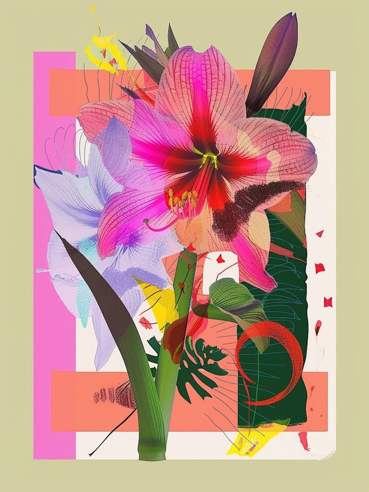 Amaryllis 1 Neon Flower Collage