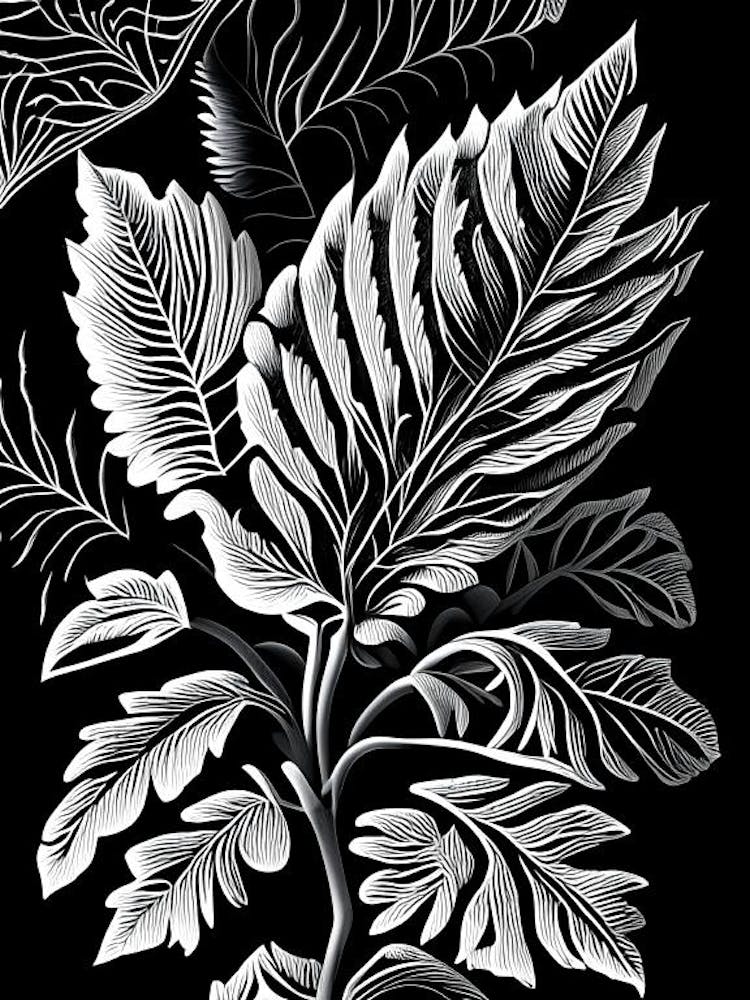 Rue Leaf Linocut 1