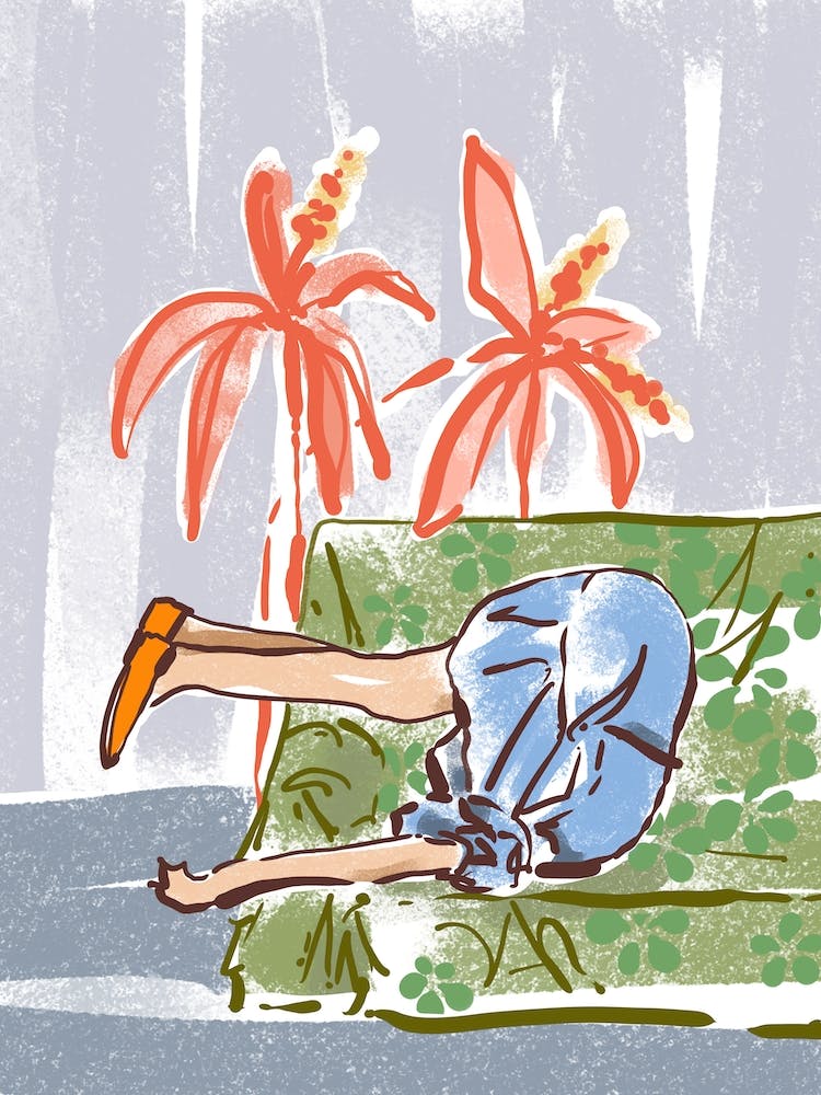 Woman Laying On A Couch