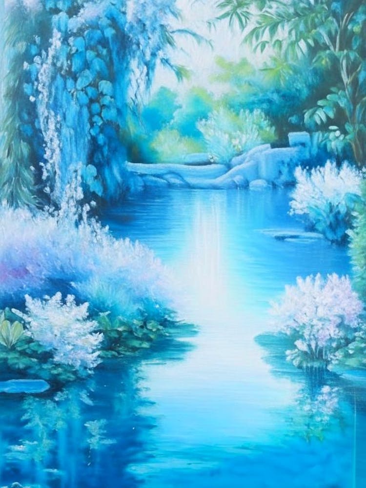 Wassergärten Wasserlandschaft Marmor Acrylmalerei 1