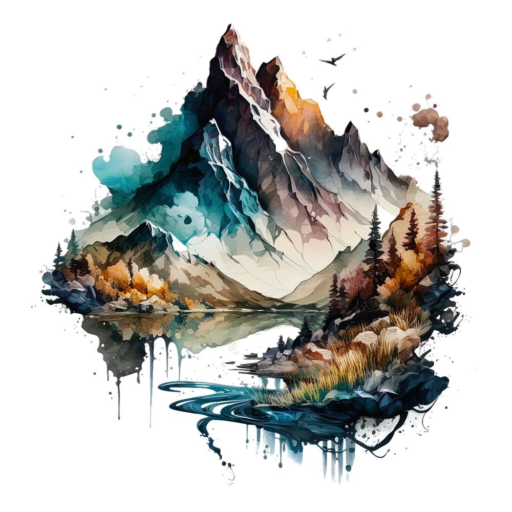 Watercolor Mountain Landscape 2
