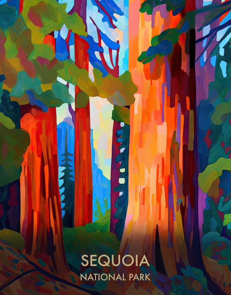 Sequoia National Park Travel Poster Matisse Style